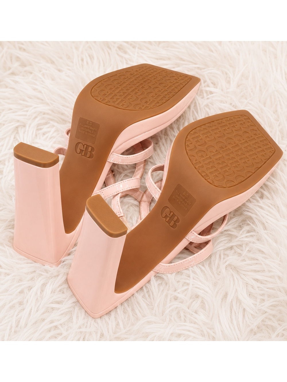Gianni Bini GB “The Heart” Rhinestone Heart Platform Thong Heeled Sandals Pink - Picture 12 of 13